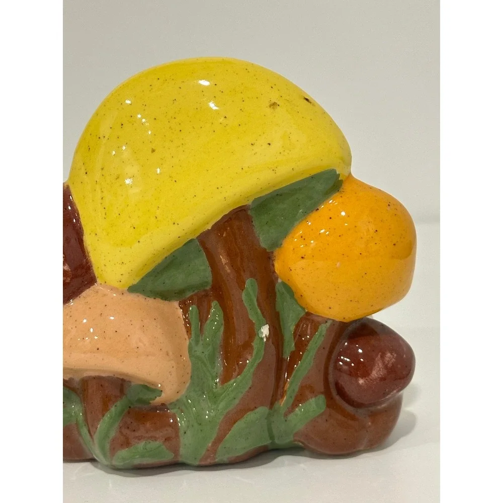 Vintage Ceramic Mushroom Sugar Bowl and Napkin Holder Set Retro Kitchen Decor